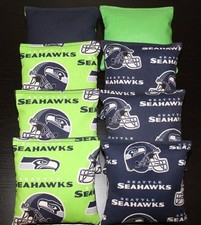 CORNHOLE BEAN BAGS made w Seattle SEAHAWKS Fabric 8 ACA Reg Toss Game Bags