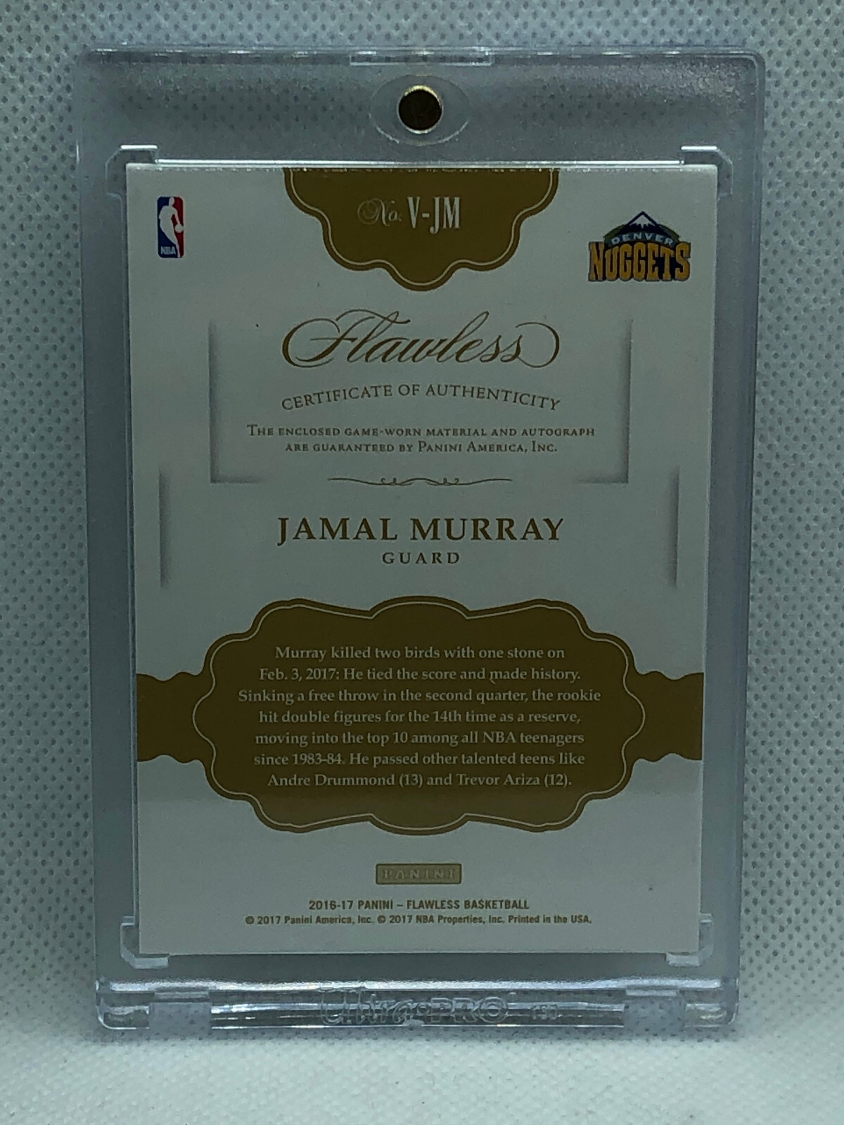 201617 Flawless JAMAL MURRAY Vertical Rookie RC Patch auto Card 11/25