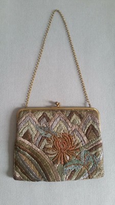 Englische Vintage Handtasche Metallic Stickerei Blumen Abend Party Tasche (1920er)