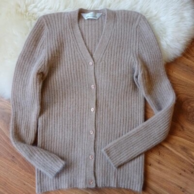 Marks & Spencer Beige Wolle & Angora Strickjacke Kuschelig Strick Größe 38