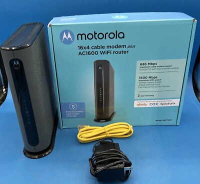 MOTOROLA MG7540 16x4 Cable Modem Plus AC1600 Dual Band Wi-Fi Gigabit ...