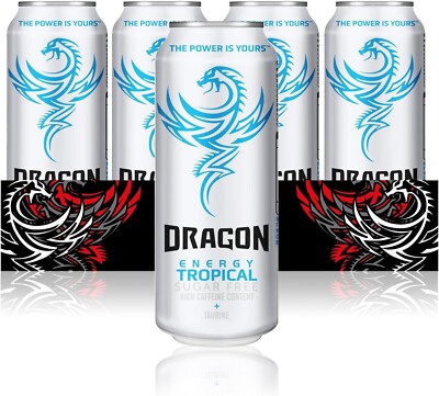 Dragon Energy Tropical Energy Drink 12 x 500ml Dosen Zuckerfrei Dosen
