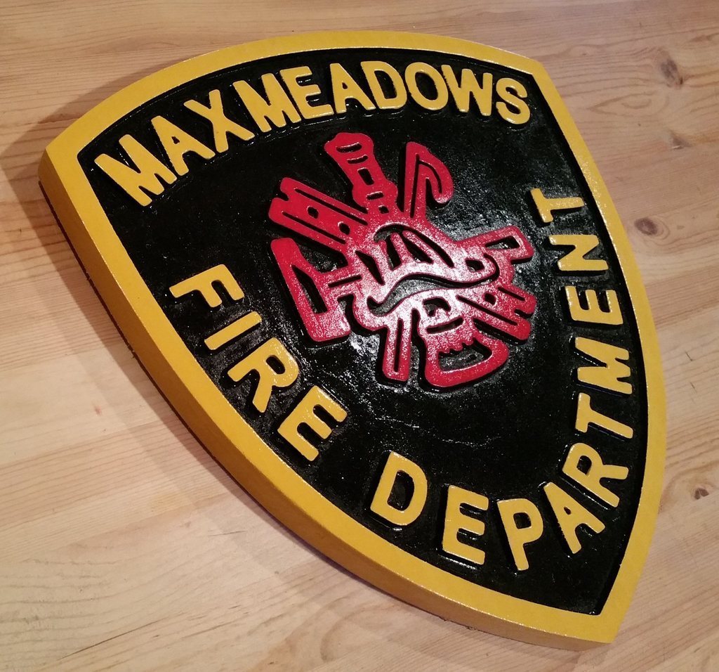 Fire Department Max Meadows 3D routed wood patch plaque sign Custom | eBay