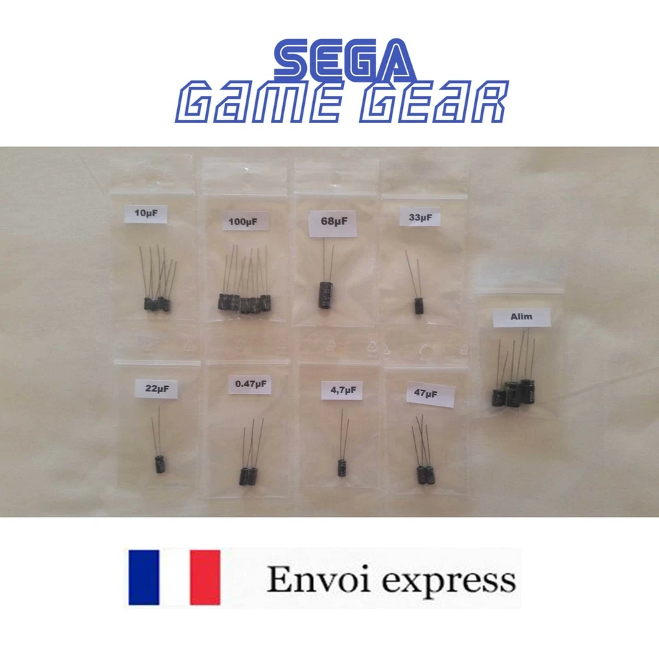 FULL Cap Kit condensateurs - SEGA GAME GEAR - Son Image Alimentation -Capacitors