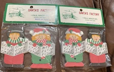 Lot of 2 Vintage Christmas Folding Paper Garland  Santa’s  Factory Carolers 9FT