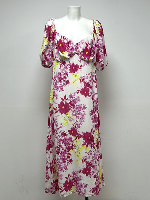 Ex George Übergrößen 18 20 22 24 26 28 kurzärmelig Blumenmuster Midi Kleid