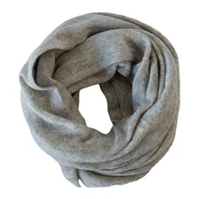 100% Cashmere Light Grey Infinity Scarf Neck Pashmina Cowl Women Wool Soft Warm