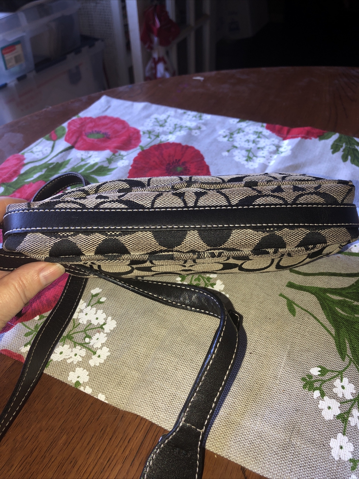 COACH Signature 6073 Shoulder Bag Pochette Black Grey… Gem