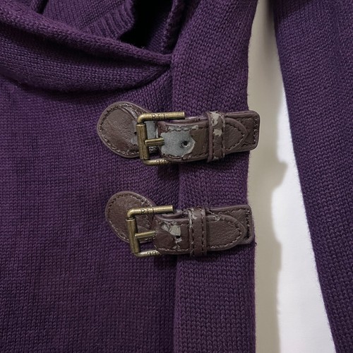 Ralph Lauren Womens XL Purple Knit Shawl 42" Sweater Dress Buckle Belt Accents - Picture 4 of 7