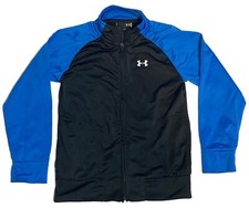 Boys Under Armour Track Jacket Blue Full Zip Youth Kids - Size 7