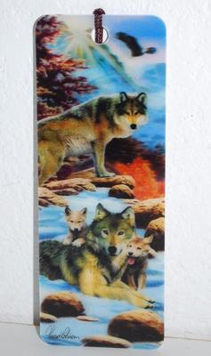 Gift Trenz A New Dawn 3-D Bookmark w/Tassel Howard Robinson 6'' 16124 Wolves Snow