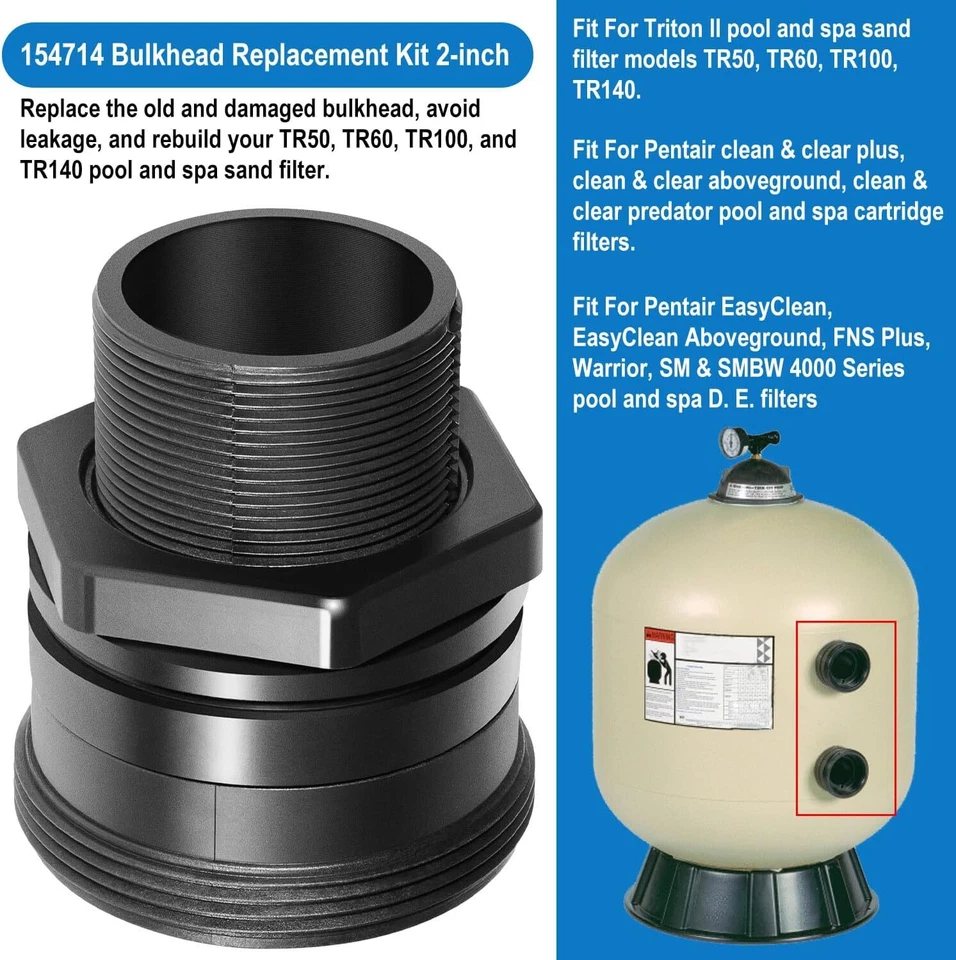 154714 Bulkhead Replacement 2-Inch Fitting for Triton II Pool & Spa Sand Filter - Image 3 of 4