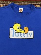 Vintage 90s Embroidered Tweety 1997 Single Stitch T-Shirt Sz 2XL