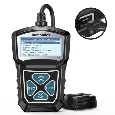 Auto Diagnosegerät OBDII Gerät Scanner Codeleser Set TÜV MIL Codes Romodes