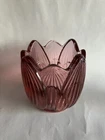 Vintage Fenton Glass Dark Pink Lotus Flower Votive Candle Holder