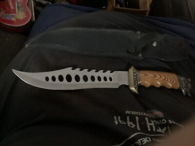Hunting Bush/Bowie style Knife Stainless Steel w/ Wolf Handle Unique Knife