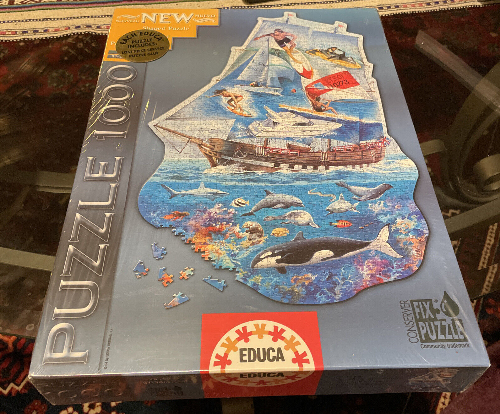 New Sealed Educa Marine Dreams Ship Shaped 1,000 Piece Jigsaw Puzzle 31 x  20.5