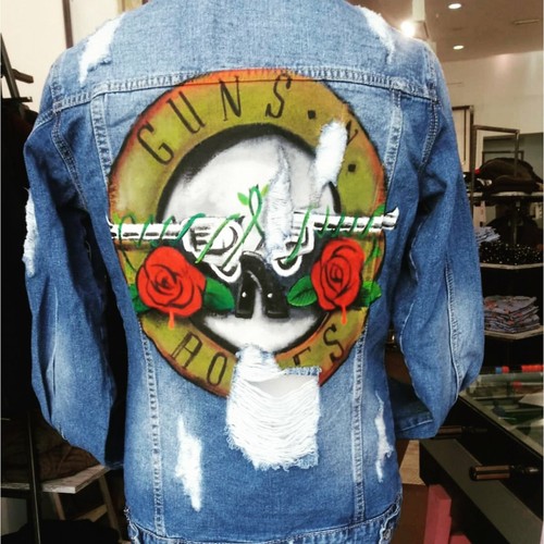 Giubbotto di jeans - Guns and roses - denim | eBay