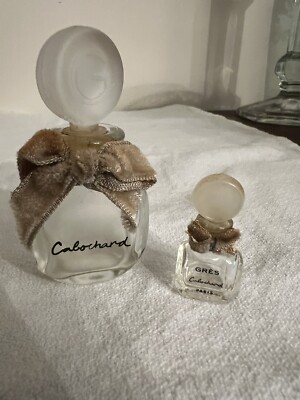 Cabochard Paris Vintage Glass Perfume Bottle W/ Stopper & Gres Mini Bottles