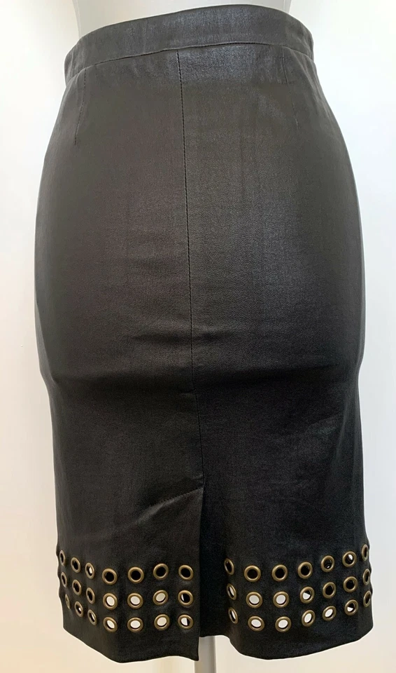 J BRAND 'WILDA' BLACK LEATHER PENCIL SKIRT WITH GROMMETS, XS, $595 - Image 4 of 4