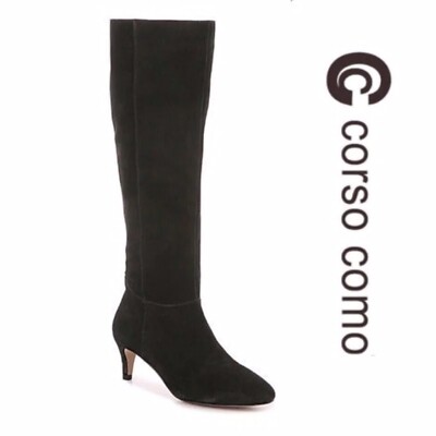 $229 NEW 6 Corso Como knee-length suede leather boot Evytah low-heel