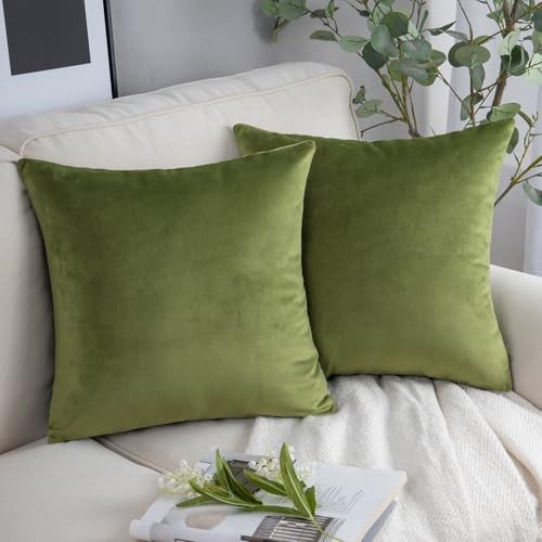 2er Pack Samt Deko Überwurf Dekorativ 18" x 18" (2er Pack) Grün