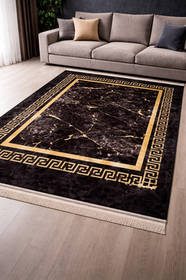 Luxus Weicher Teppich 160 x 230 cm Groß Griechische Schlüssel Bordüre Marmor Medaillon 6 Designs