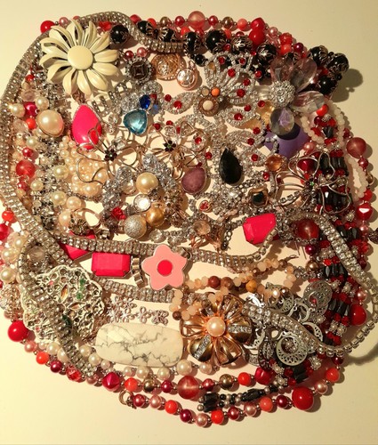 35+ Vintage Rhinestone Crafting Jewelry Repurpose Gemstones Beads And Chains 