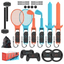 20-in-1 Sports Accessories Bundle for Nintendo Switch - Joy-Con Grips, Steering