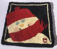 Chandler 4 Corners Laura Megroz Hooked Wool Sweet Snowman Pillow Cover 18” x 18”