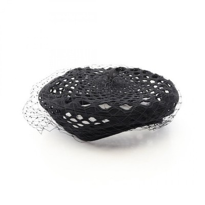 Christian Dior DIOR ARTY Lace Beret Hat Cotton Polyester Black Used #54.5cm