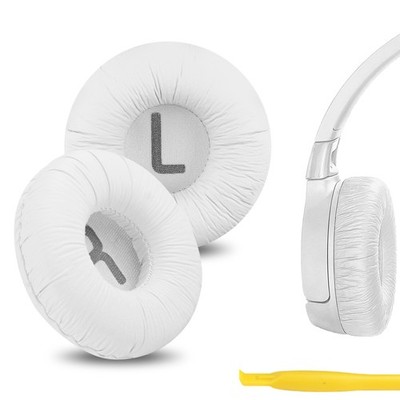 Geekria Leatherette Ear Pads for JBL JR300, Tune 510/520 BT Headphones (White)