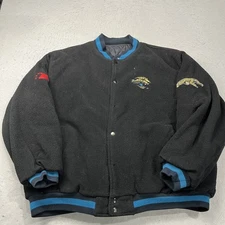 VINTAGE Jacksonville Jaguars Jacket Mens 2XL Fleece Banned Logo Bomber 90s