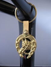 Vintage Gold Tone Horse Head and Horseshoe Brass Kin-ring Keychain