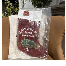 Pottery Barn Griswold Christmas Stocking Red White Green Embroidered Fabric