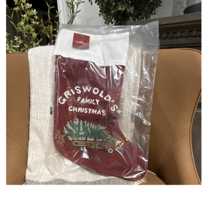 Pottery Barn Griswold Christmas Stocking Red White Green Embroidered Fabric