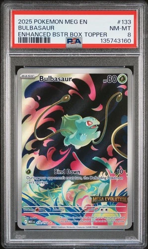 2025 POKEMON MEG EN-MEGA EVOLUTION ENHANCED BOOSTER BOX TOPPER BULBASAUR PSA 8