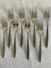 Ekco Eterna Silver SANTIAGO Stainless Salad Forks Lot Of 8