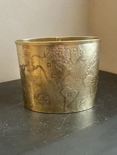 Vintage Arthur Armour  Wastebasket – Embossed World Map – Handcrafted – Rare