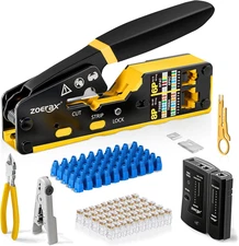 Ethernet Crimping Tool Kit RJ45 Crimp Tools,Cat5 Cat5E Cat6 RJ45 Crimping Tool K