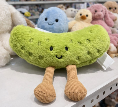 Jellycat Amuseables Green Sour Pickle Plush Keychain Soft Toy Bag Charm NWT