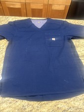Carhartt Scrubs Shirt Womens M Blue Rugged Flex Modern Fit Nursing Medical Cpix