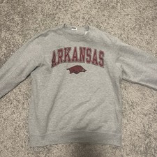 Arkansas Razorbacks Gray Crewneck Sweatshirt Pullover Top Size M