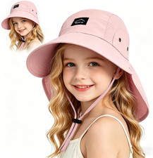 Kids Sun Hat with Detachable Neck Flap for Boys Girls Wide Brim Fishing Hat fo