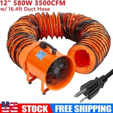 12 Utility Blower Exhaust Fan with 16.4FT Duct 3500 r/min 3500 CFM Blower Fan