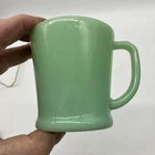 Fire King Oven Ware USA Green Jadeite D Handle Milk Glass Coffee Mug Vintage