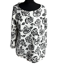 F&F Floral Peplum Top Women’s UK Size Textured Floral Cream Black Rose 