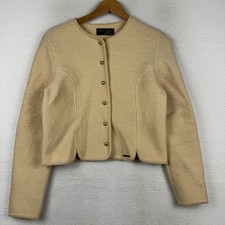Vintage Geiger Tyrol Women's 42 Beige Wool Gold Button Coat Blazer Top Austria