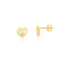 Hypoallergenic 18k Gold CZ Heart Studs for Baby  Toddlers
