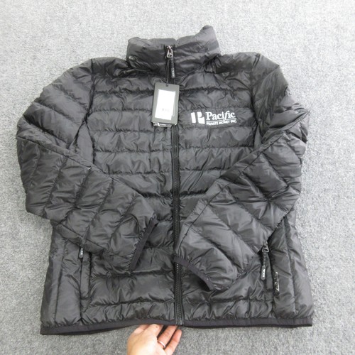 Tumi Jacket Womens Medium Black Down Puffer Hooded Full Zip Lightweight Warm